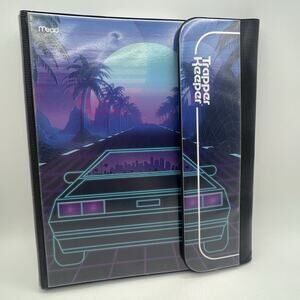 MEAD Trapper Keeper Neon Delorean Retro Neon Binder Two Folders
